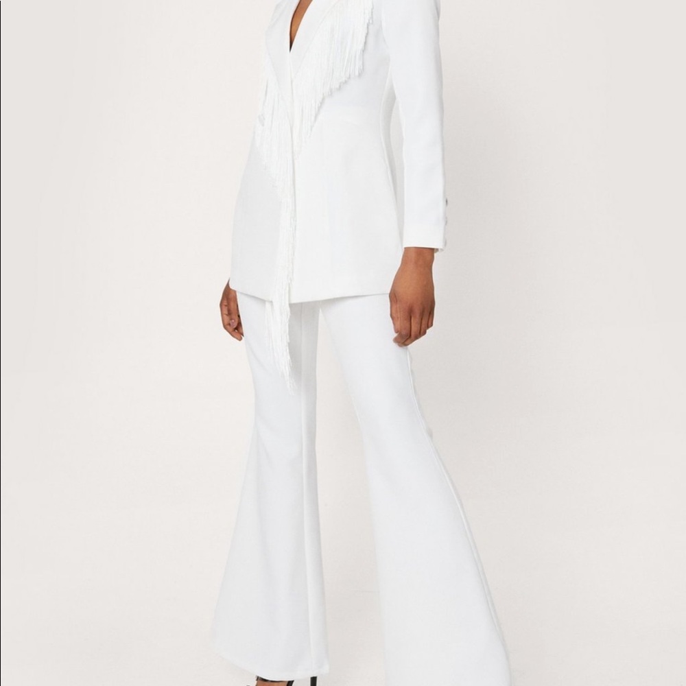 NASTY GAL 2 piece fringe, wide leg suit set